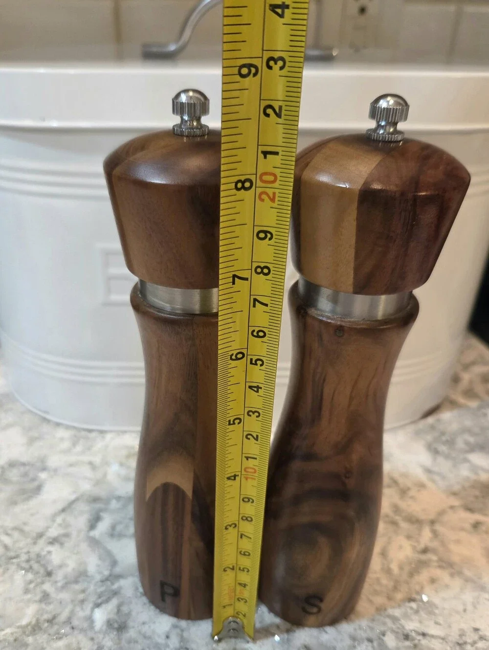 1 Set Gennua Kitchen Acacia Wood Salt and Pepper Grinder Set Working Mills 9in
